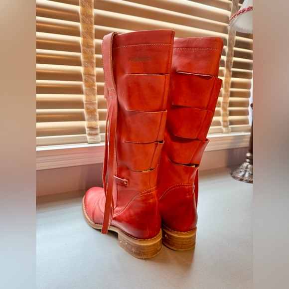 Prophecy Red Leather Tall Boots | Size 40 (US 10) | Made in Portugal - Picture 6 of 10